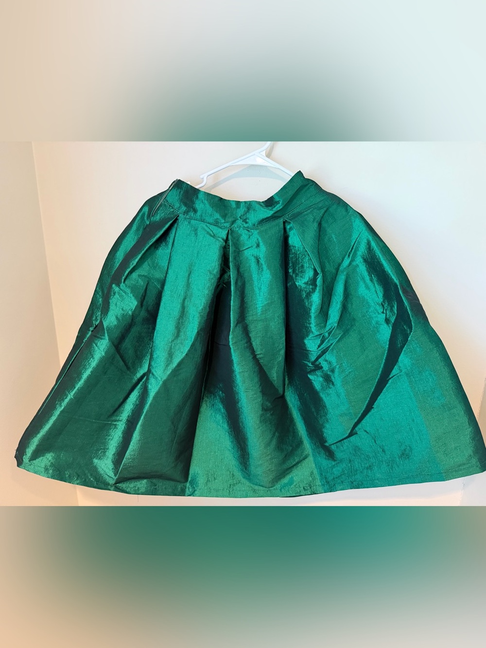 Emerald Green Women's Full Pleated Taffeta Skirt